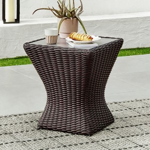 Spruce & Spring Outdoor Wicker Patio Outdoor Sofa Swivel Chair Coffee Table - 1 of 4