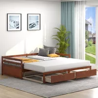 Deals on Costway Twin to King Daybed with 2 Drawers Wooden Sofa Bed