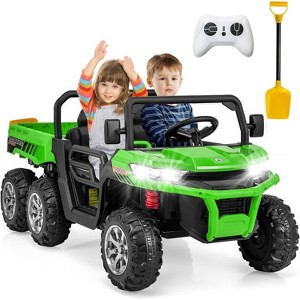 Costway 2 Seater Ride On UTV 24V Kids Electric Vehicle Dump Truck with Remote Control Dump Bed and Extra Shovel - 1 of 4
