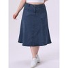 Agnes Orinda Women's Plus Size Vintage High Waist with Pocket Casual A-Line Midi Denim Jean Skirts - 2 of 4