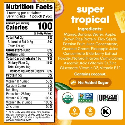 Noka Superfood Smoothie Super Tropical + Immune Support Fruit Pouches - 16.9oz/4pk