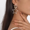 Sparkle Star Dangle Earrings - Hollow Double Star Rhinestone Drop, Festival Christmas Birthday Party Gift - 3 of 4
