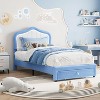 Upholstered Bed Frames for Kids, with Storage Drawer Headboard, Wooden Slats Support, No Box Spring Needed, Easy Assembly, Blue/Pink/Gray - 2 of 4