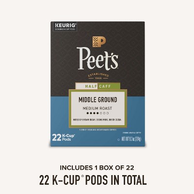 Peet's Coffee Middle Ground Medium Roast Keurig K-Cup Coffee Pods - Half Caf - 22ct