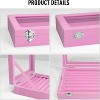 7-Slot Velvet Ring Tray with Transparent Lid, Jewelry Display Case for Women & Girls, Pink - 4 of 4