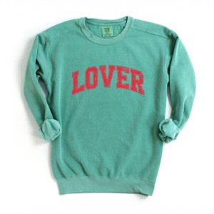 Lover Varsity Arched Distressed - Women's Garment Dyed Graphic Sweatshirt - 1 of 4