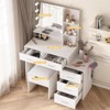 Makeup Vanity Set with Power Outlet, Nightstand, Storage Stool & 3 Lighting Color Adjustable, White - 3 of 4