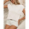 Clearlove Women’s Short Sleeve Diamond Knit Sweater with Pocket Detail Stylish Crewneck Pullover - 3 of 4