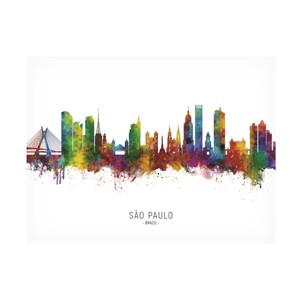 Trademark Fine Art Michael Tompsett 'Sao Paulo Skyline Brazil Named' Canvas Art - 1 of 4