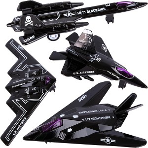 ArtCreativity Diecast Stealth Bomber Toy Jets with Pullback Mechanism (Set of 4) - 1 of 4