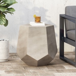 Sapphtopaz Outdoor End Table Modern Outdoor Side Table, LightWeight Concrete Patio Table Small Table for Backyard, Balcony, Porch - 1 of 4