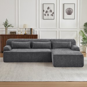 Chenille L-Shaped Sectional Sofa, Minimalist Comfy Sleeper Couch for Living Room, Apartment & Reception Spaces, No Assembly Required - 1 of 4