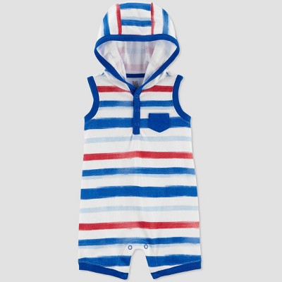Baby Boys' Striped Romper - Just One You® made by carter's Blue/Red 6M