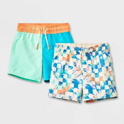 Image of Baby Boys' 2pk Swim Shorts - Cat & Jack™ 18M: Multicolor, UPF 50+, Recycled Polyester, Built-in Brief
