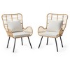 Wicker Chairs Outdoor Set of 2, Indoor/Outdoor Wicker Furniture Patio Chair, All-Weather Club Chair with Water-Resistant Cushions - 2 of 4