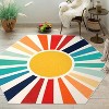 Colorful Machine Washable Area Rug, Non-Slip Indoor Carpet for Living Room, Bedroom, Modern Minimalist Front Door Mat with Sun Accent Design. - 3 of 4