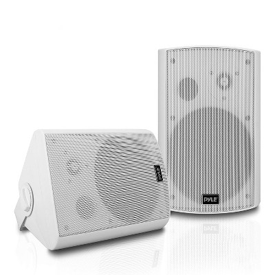 Pyle PDWR61BTWT 6.5 Inch Indoor/Outdoor Wall Mount Waterproof Stereo Speaker System Theater Wireless Bluetooth Surround Sound System, White (2 Pack)