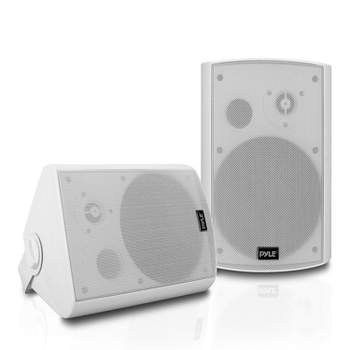 Pyle PDWR61BTWT 6.5 Inch Indoor/Outdoor Wall Mount Waterproof Stereo Speaker System Theater Wireless Bluetooth Surround Sound System, White (2 Pack)