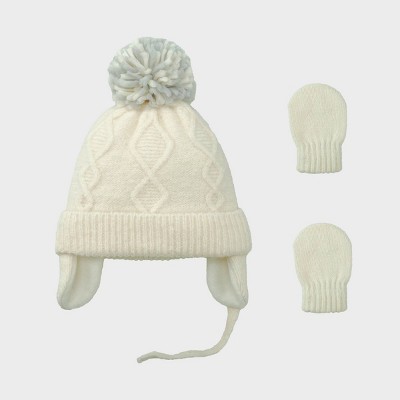 Image of Baby Girls' 2pc Hat and Glove Sets - Cat & Jack™ Cream