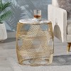 GDFStudio Ackland Modern Handmade Marble Top Wire Frame Side Table, Natural/Gold - 2 of 4