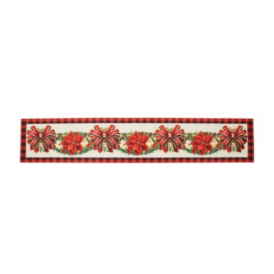 Unique Bargains Christmas Table Runner Polyester Red Beige Yellow Green 71x14 Inch 1 Pc