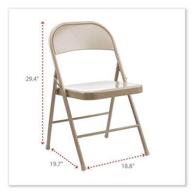 Tan Metal Armless Folding Reception Chair