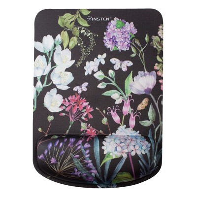 Insten Floral Mouse Pad with Wrist Support Rest, Ergonomic Support, Pain Relief Memory Foam, Non-Slip Rubber Base, Rectangle