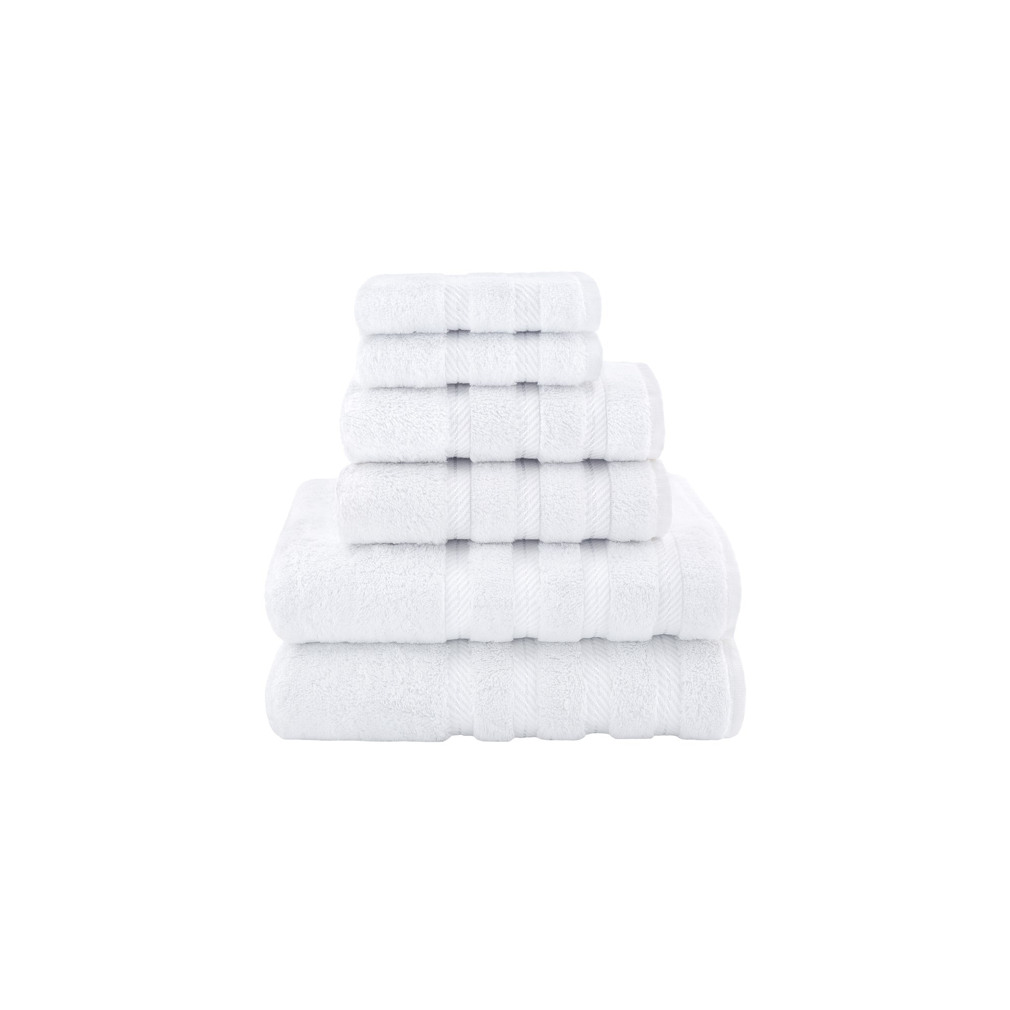 American Soft Linen 6 Piece Towel Set, 100% Cotton Bath Towels for Bathroom, Bright White