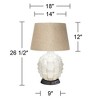 Possini Euro Design Cosgrove Modern Mid Century Table Lamp 26 1/2" High White Glazed Ceramic with USB Charging Port Brown Linen Drum Shade for Desk - 4 of 4