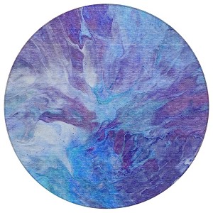 Purple And Navy Blue Abstract Washable Indoor Outdoor Area Rug - 1 of 4