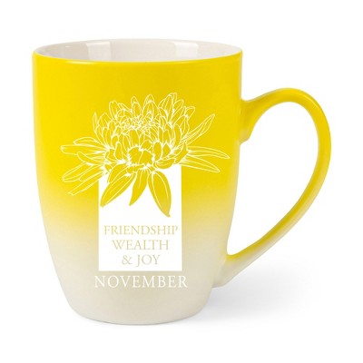 Elanze Designs Friendship Wealth And Joy Two Toned Ombre Matte Yellow and White 12 ounce Ceramic Stoneware Coffee Cup Mug