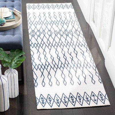 Ivory Geometric Hand-Loomed Cotton Area Rug, 2'6" x 4'