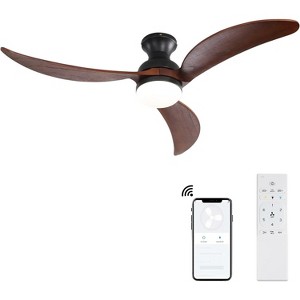 Wanze of Ocean 52 in. LED Indoor Black Smart Ceiling Fan with Amperemeter Control and 3-Colors Adjustable - 1 of 4