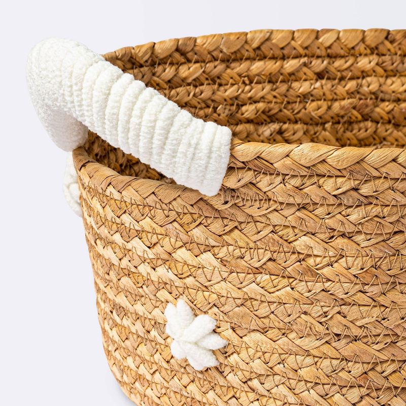 Braided Water Hyacinth with Tufted Embroidery Square Storage Basket - Cloud Island&#8482;, 4 of 8