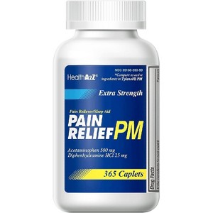 HealthA2Z – Acetaminophen 500 mg & Diphenhydramine 25 mg (Extra Strength Pain Relief + Nighttime Sleep Aid - 365 Count) - 1 of 4