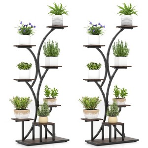 Tangkula 2PCS 58" Tall 8-Tier Corner Metal Plant Shelf for Multiple Plants Living Room - 1 of 4