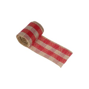 Unique Bargains Gift Wrap Ribbons Gold Edging Faux Linen 179.13"x2.36" 1 Pc - 1 of 4