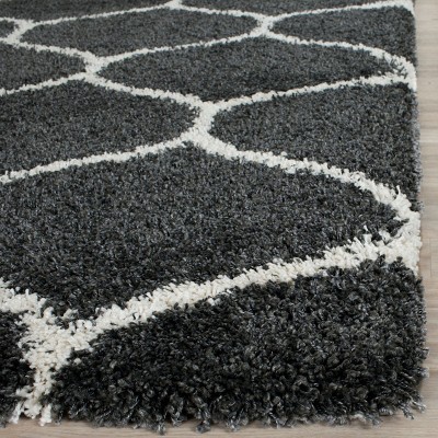 Hudson Dark Grey and Ivory Square Shag Area Rug