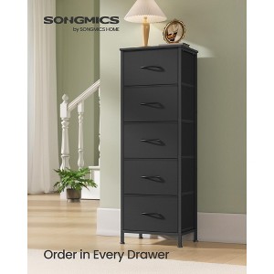 5-Drawer Fabric Dresser with Steel Frame, 66 lb Top Load Chest of Drawers, Multi-Use Storage Organizer for Bedroom, Ink Black - 1 of 4
