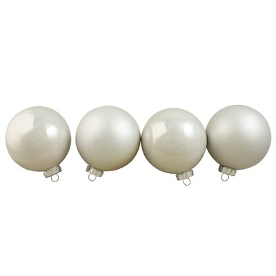 Northlight 4ct Pearl and Matte White Glass Ball Christmas Ornaments 4" (100mm)