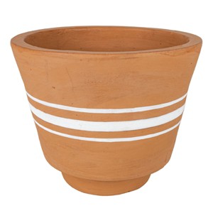 5.25" x 6.25" Kacy White Ticking 3-Stripe Terracotta Boho Style Artisan Handmade Planter Pot Home Living Room Patio Sunroom Faux Artificial Flower - 1 of 4