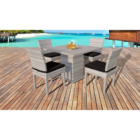 Fairmont 5pc Patio Dining Set with Cushions – Black – TK Classics For Sale