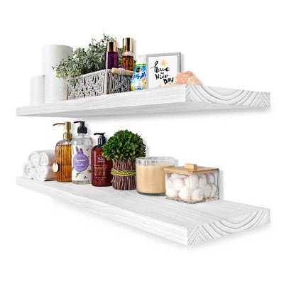 Sorbus 2 Pack 35” Solid Wood Floating Shelves - for Bathroom Decor, Books, Bedroom & Living Room