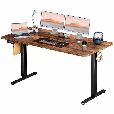 Brown Adjustable Height Desk With Features And LED Display And Less Than 55dB,Unit For Living Room,Bedroom ,Home ,Office-Cuddlewood