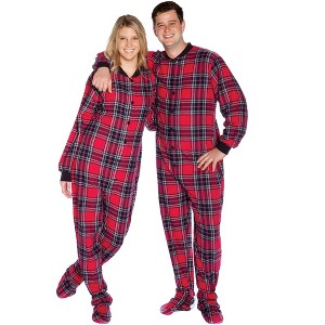 Collections Etc Flannel Footed Plaid Pajamas - 1 of 4