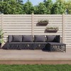 vidaXL 5-Piece Patio Lounge Set - Outdoor Furniture Set with Cushions, Anthracite Steel - Modular Configurable Sofa Set with Woven Fabric Durability - 2 of 4