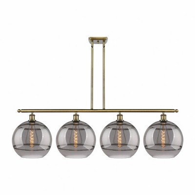 Rochester - 4 Light Stem Hung Island In Industrial Style-13.88 Inches Tall and 50.25 Inches Wide