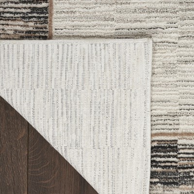 Modern Abstract Shimmer Grey Black Synthetic Rug - 7'10" x 9'10"