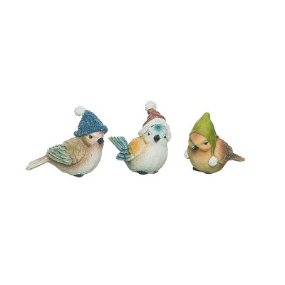 Transpac Resin Bird w/Hat Figurine Set of 3 Spring Home Decorations