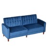 HOMCOM Convertible Sofa Sleeper Futon with Split Back Design Recline, Thick Padded Velvet-Touch Cushion Seating and Wood Legs - 4 of 4